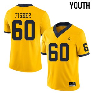 #60 Luke Fisher Michigan Wolverines Jordan Brand Youth Stitched Jerseys Yellow
