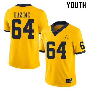 #64 Mahdi Hazime Michigan Wolverines Jordan Brand Youth College Jersey Yellow