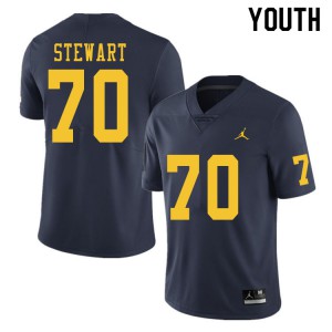 #70 Jack Stewart University of Michigan Jordan Brand Youth Official Jerseys Navy