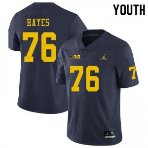 #76 Ryan Hayes University of Michigan Jordan Brand Youth Football Jerseys Navy