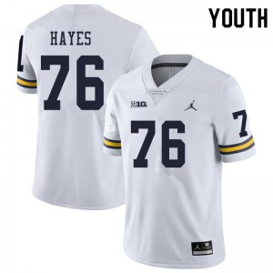 #76 Ryan Hayes Michigan Jordan Brand Youth Official Jersey White