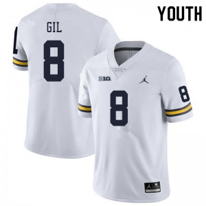 #8 Devin Gil Michigan Jordan Brand Youth Football Jersey White