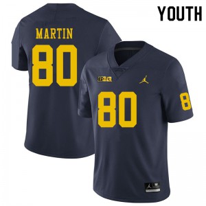 #80 Oliver Martin Michigan Wolverines Jordan Brand Youth Embroidery Jersey Navy