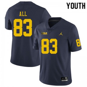 #83 Erick All Michigan Wolverines Jordan Brand Youth Stitched Jerseys Navy
