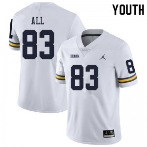 #83 Erick All Michigan Wolverines Jordan Brand Youth University Jerseys White