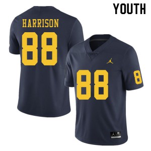#88 Mathew Harrison Michigan Jordan Brand Youth NCAA Jersey Navy