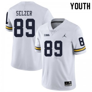 #89 Carter Selzer Wolverines Jordan Brand Youth College Jersey White