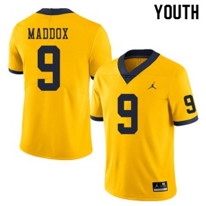 #9 Andy Maddox University of Michigan Jordan Brand Youth Official Jersey Yellow