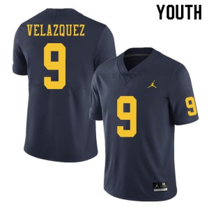 #9 Joey Velazquez Michigan Jordan Brand Youth Stitch Jerseys Navy