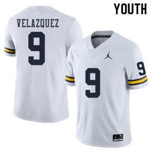 #9 Joey Velazquez Wolverines Jordan Brand Youth Football Jersey White