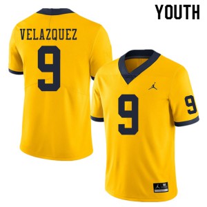 #9 Joey Velazquez University of Michigan Jordan Brand Youth Alumni Jerseys Yellow