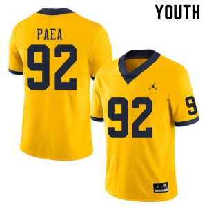 #92 Phillip Paea University of Michigan Jordan Brand Youth College Jerseys Yellow
