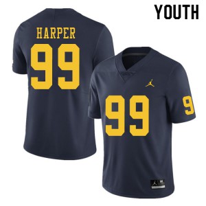 #99 Trey Harper Wolverines Jordan Brand Youth Embroidery Jerseys Navy