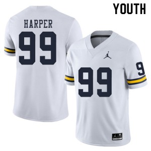 #99 Trey Harper University of Michigan Jordan Brand Youth College Jersey White