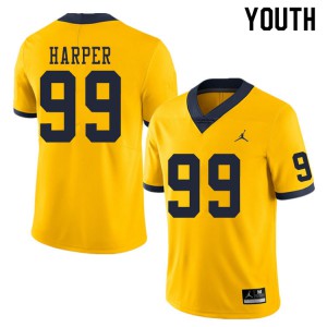 #99 Trey Harper Michigan Wolverines Jordan Brand Youth Player Jersey Yellow