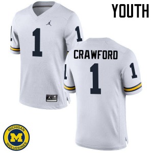 #1 Dylan Crawford University of Michigan Jordan Brand Youth Official Jersey White