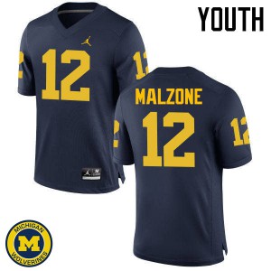 #12 Alex Malzone Wolverines Jordan Brand Youth NCAA Jersey Navy