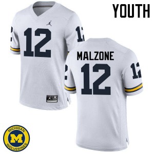 #12 Alex Malzone Michigan Jordan Brand Youth University Jersey White