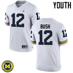 #12 Peter Bush Michigan Jordan Brand Youth Football Jerseys White