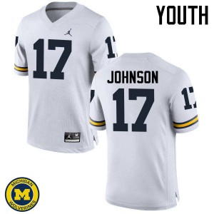 #17 Ron Johnson Michigan Jordan Brand Youth NCAA Jerseys White