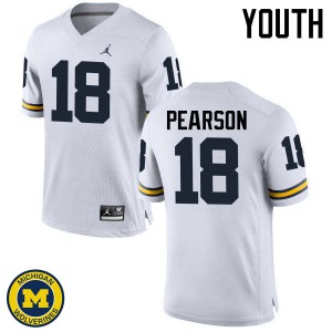 #18 AJ Pearson Michigan Jordan Brand Youth Official Jersey White