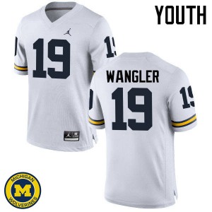 #19 Jared Wangler Wolverines Jordan Brand Youth Embroidery Jerseys White