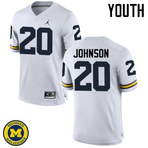 #20 Drake Johnson University of Michigan Jordan Brand Youth Stitched Jerseys White