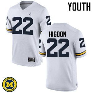 #22 Karan Higdon Michigan Wolverines Jordan Brand Youth Embroidery Jerseys White