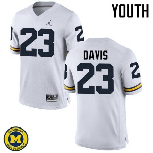 #23 Kingston Davis Michigan Wolverines Jordan Brand Youth Stitched Jersey White