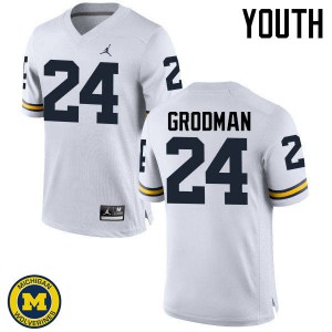 #24 Louis Grodman Michigan Jordan Brand Youth Embroidery Jersey White
