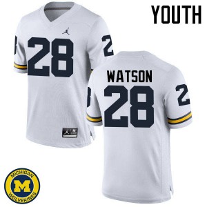 #28 Brandon Watson University of Michigan Jordan Brand Youth Football Jersey White