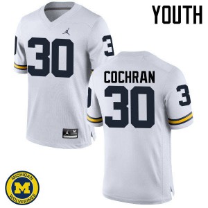 #30 Tyler Cochran Michigan Wolverines Jordan Brand Youth College Jerseys White