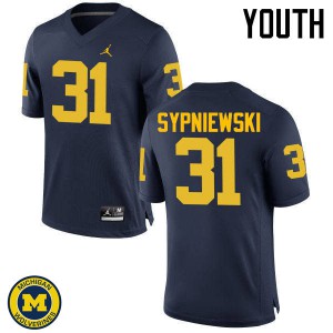 #31 Scott Sypniewski Michigan Wolverines Jordan Brand Youth Stitch Jerseys Navy