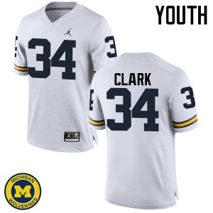 #34 Jeremy Clark Wolverines Jordan Brand Youth Stitched Jersey White