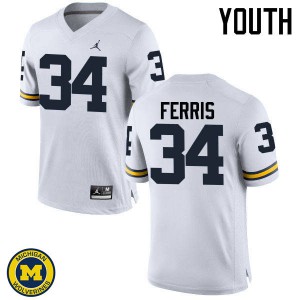 #34 Kenneth Ferris University of Michigan Jordan Brand Youth Stitched Jersey White