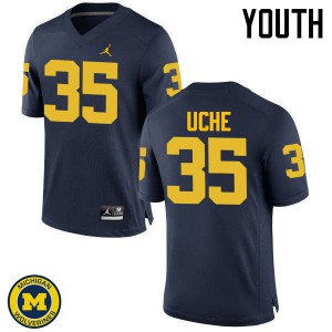 #35 Joshua Uche Michigan Jordan Brand Youth NCAA Jersey Navy