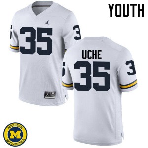 #35 Joshua Uche Michigan Jordan Brand Youth Official Jersey White