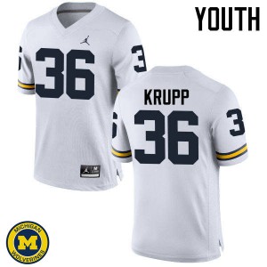 #36 Taylor Krupp Michigan Jordan Brand Youth Player Jersey White