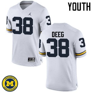 #38 Bradley Deeg University of Michigan Jordan Brand Youth University Jersey White