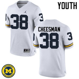 #38 Cameron Cheesman Michigan Wolverines Jordan Brand Youth Stitch Jerseys White