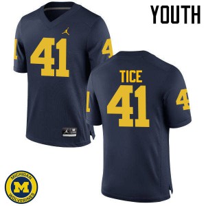 #41 Ryan Tice Michigan Jordan Brand Youth Football Jerseys Navy