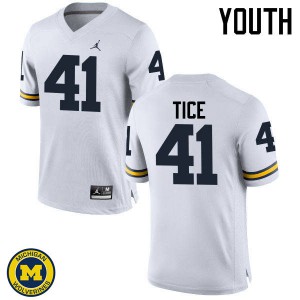 #41 Ryan Tice University of Michigan Jordan Brand Youth College Jerseys White