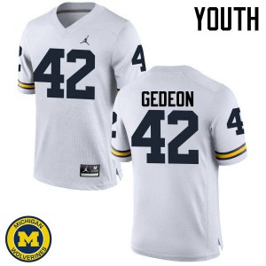 #42 Ben Gedeon University of Michigan Jordan Brand Youth University Jersey White