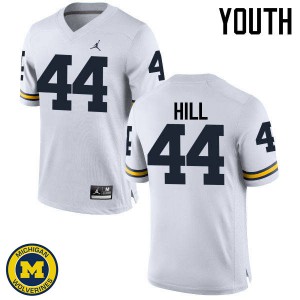 #44 Delano Hill Michigan Jordan Brand Youth Embroidery Jersey White