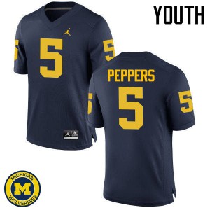 #5 Jabrill Peppers Michigan Wolverines Jordan Brand Youth Player Jersey Navy