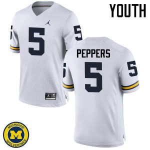 #5 Jabrill Peppers Michigan Wolverines Jordan Brand Youth Stitch Jerseys White