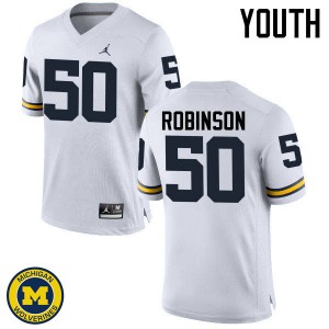 #50 Andrew Robinson Michigan Jordan Brand Youth Stitch Jersey White