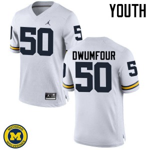 #50 Michael Dwumfour Michigan Jordan Brand Youth Stitch Jerseys White