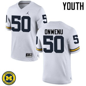 #50 Michael Onwenu Michigan Jordan Brand Youth Stitched Jersey White