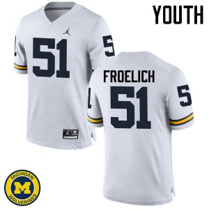 #51 Greg Froelich Michigan Wolverines Jordan Brand Youth Stitched Jersey White